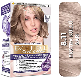 Loreal Paris Excellence Cool Creme - Krem Saç Boyası No: 8.11 Ekstra Küllü Sarı - 2