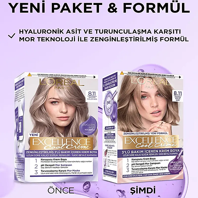 Loreal Paris Excellence Cool Creme - Krem Saç Boyası No: 8.11 Ekstra Küllü Sarı - 4