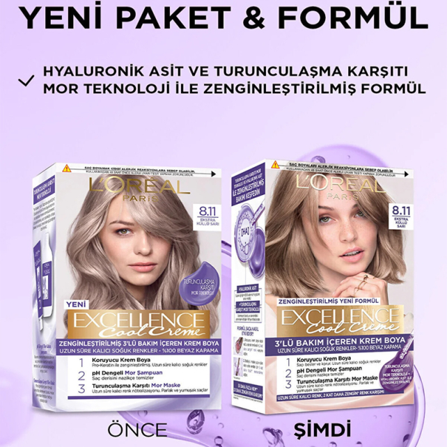 Loreal Paris Excellence Cool Creme - Krem Saç Boyası No: 8.11 Ekstra Küllü Sarı - 4