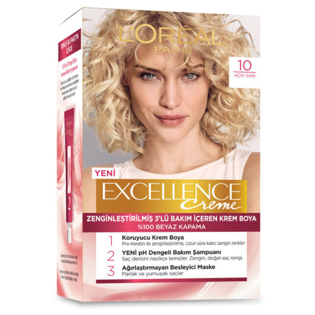 Loreal Paris Excellence Creme - Krem Saç Boyası No: 10 Açık Sarı - 1