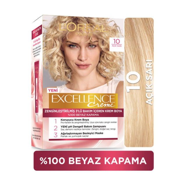 Loreal Paris Excellence Creme - Krem Saç Boyası No: 10 Açık Sarı - 2