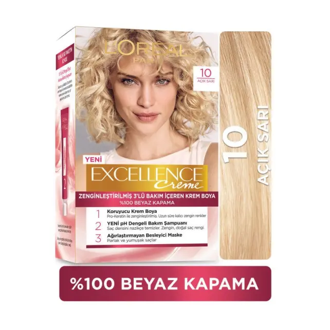 Loreal Paris Excellence Creme - Krem Saç Boyası No: 10 Açık Sarı - 2