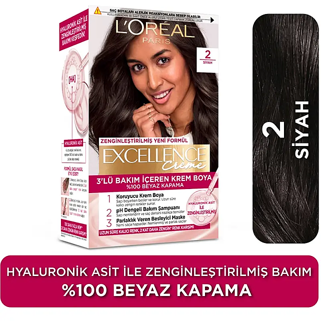 Loreal Paris Excellence Creme - Krem Saç Boyası No: 2 Siyah - 2