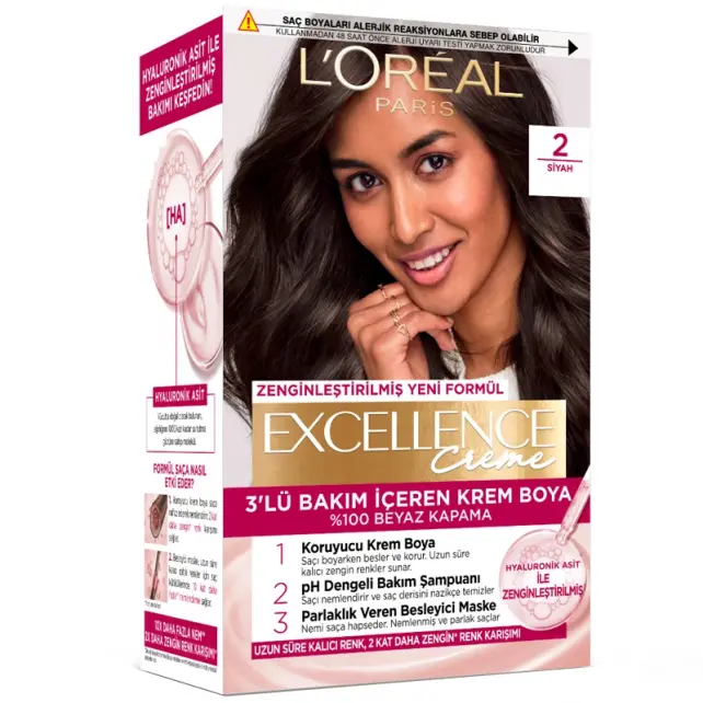 Loreal Paris Excellence Creme - Krem Saç Boyası No: 2 Siyah - 1