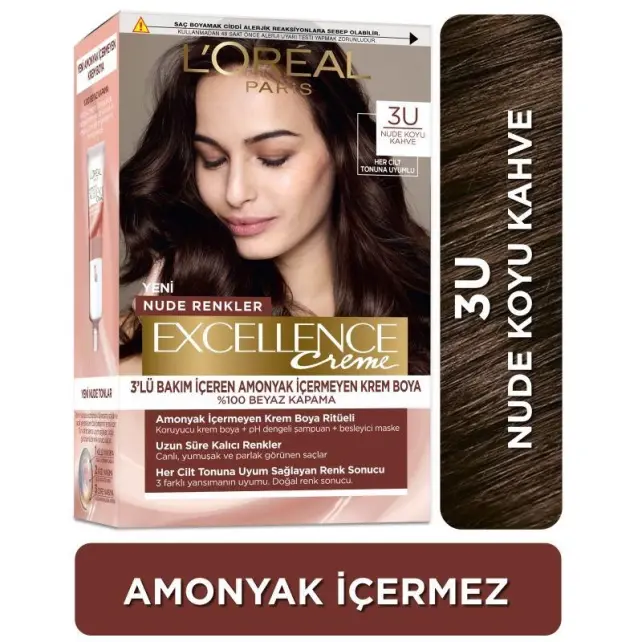 Loreal Paris Excellence Creme - Krem Saç Boyası No: 3U Nude Koyu Kahve - 2