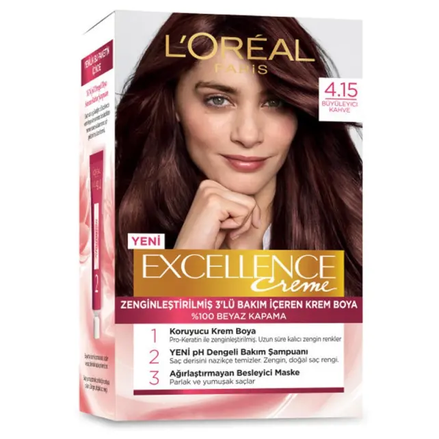 Loreal Paris Excellence Creme - Krem Saç Boyası No: 4.15 Büyüleyici Kahve - 1