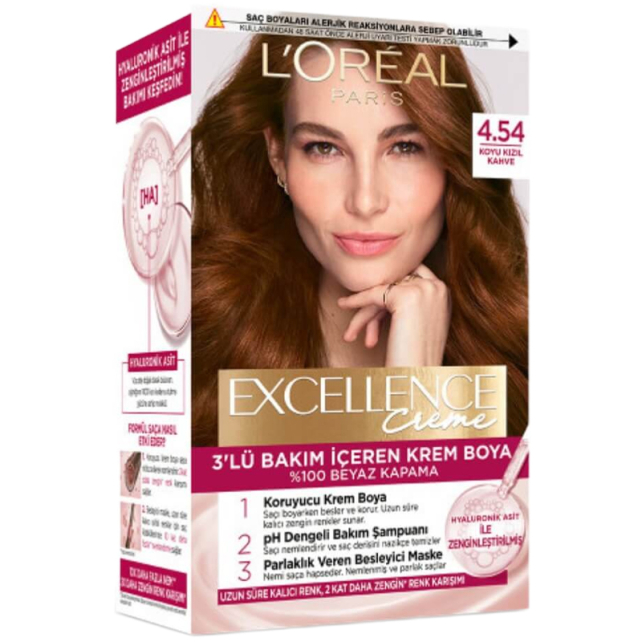 Loreal Paris Excellence Creme - Krem Saç Boyası No: 4.54 Koyu Kızıl Kahve - 1