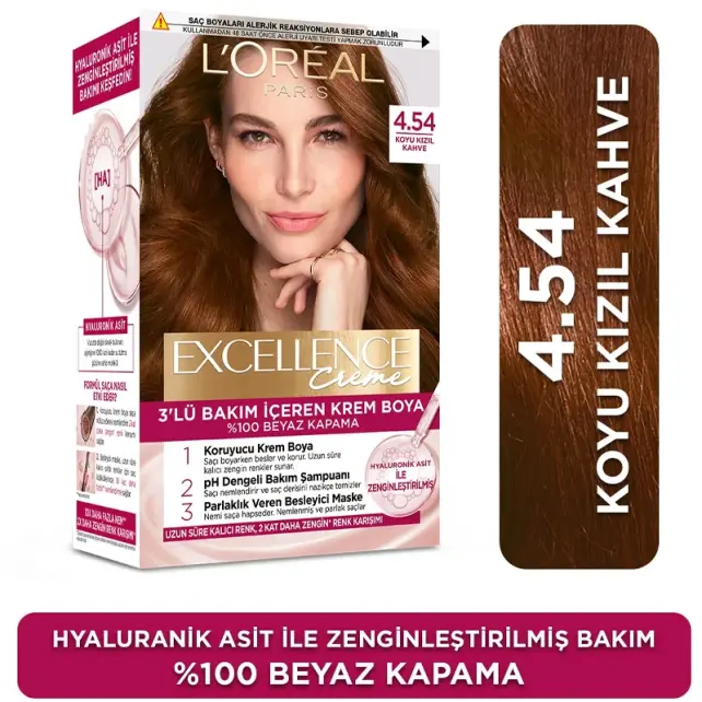 Loreal Paris Excellence Creme - Krem Saç Boyası No: 4.54 Koyu Kızıl Kahve - 2
