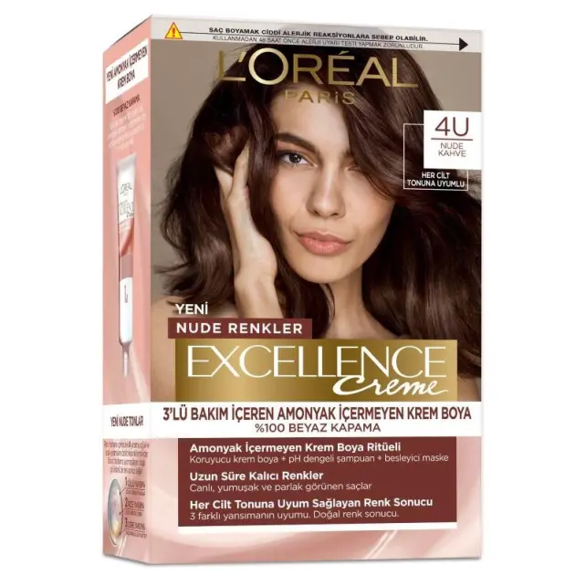 Loreal Paris Excellence Creme - Krem Saç Boyası No: 4U Nude Kahve - 1
