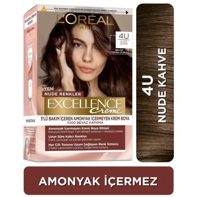 Loreal Paris Excellence Creme - Krem Saç Boyası No: 4U Nude Kahve - 2