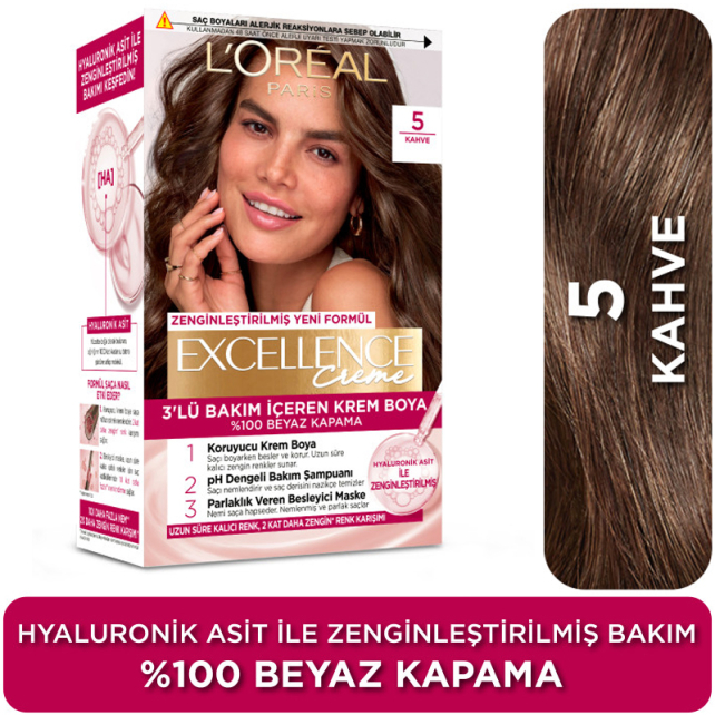 Loreal Paris Excellence Creme - Krem Saç Boyası No: 5 Kahve - 3