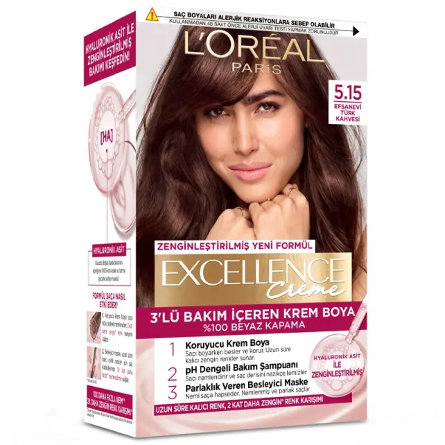 Loreal Paris Excellence Creme - Krem Saç Boyası No: 5.15 Efsanevi Türk Kahvesi - 1
