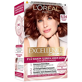 Loreal Paris Excellence Creme - Krem Saç Boyası No: 6.54 Açık Kızıl Kahve - Loreal Paris