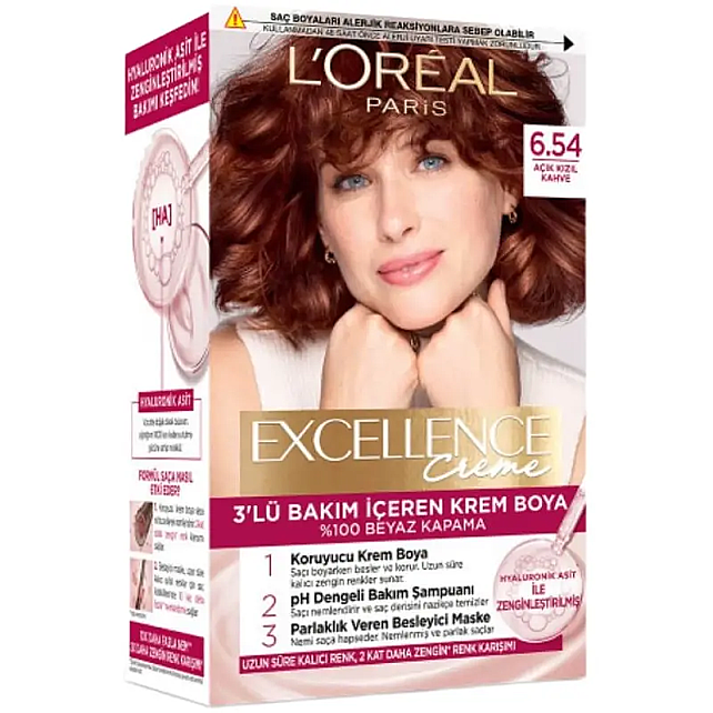 Loreal Paris Excellence Creme - Krem Saç Boyası No: 6.54 Açık Kızıl Kahve - 1