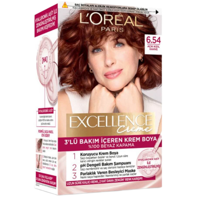 Loreal Paris Excellence Creme - Krem Saç Boyası No: 6.54 Açık Kızıl Kahve - 1