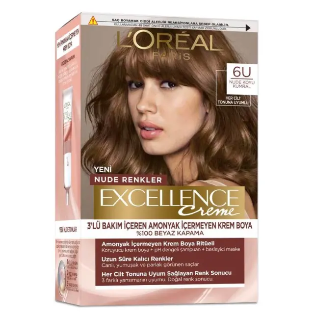 Loreal Paris Excellence Creme - Krem Saç Boyası No: 6U Nude Koyu Kumral - 1