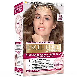Loreal Paris Excellence Creme - Krem Saç Boyası No: 7.1 Küllü Kumral - Loreal Paris