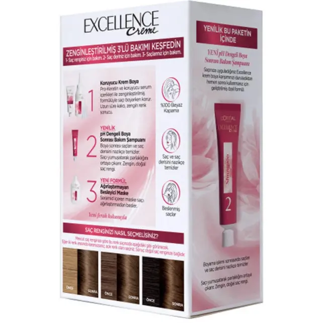 Loreal Paris Excellence Creme - Krem Saç Boyası No: 7.1 Küllü Kumral - 2