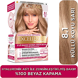 Loreal Paris Excellence Creme - Krem Saç Boyası No: 8.1 Küllü Koyu Sarı - 3