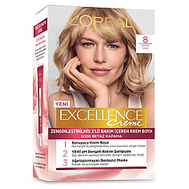 Loreal Paris Excellence Creme - Krem Saç Boyası No: 8 Koyu Sarı - Loreal Paris