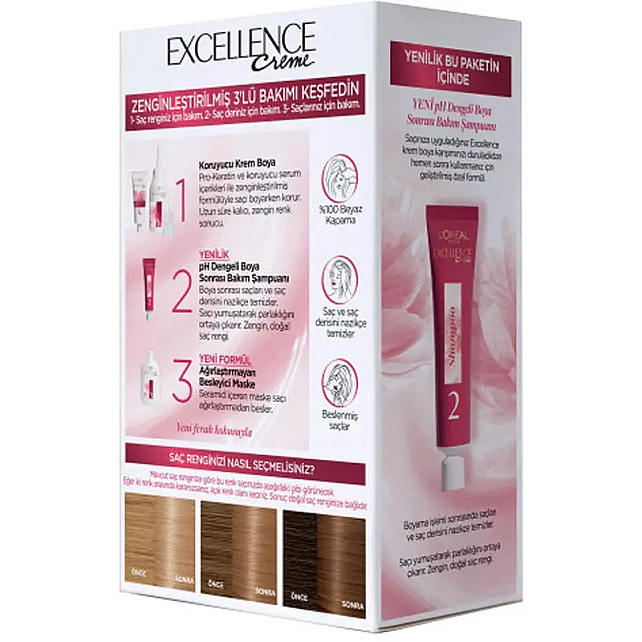 Loreal Paris Excellence Creme - Krem Saç Boyası No: 8 Koyu Sarı - 3
