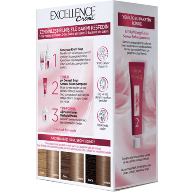 Loreal Paris Excellence Creme - Krem Saç Boyası No: 8.1 Küllü Koyu Sarı - 2