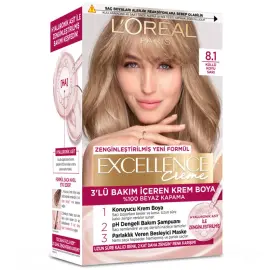 Loreal Paris Excellence Creme - Krem Saç Boyası No: 8.1 Küllü Koyu Sarı - 1