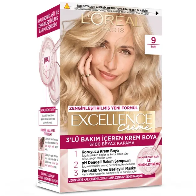 Loreal Paris Excellence Creme - Krem Saç Boyası No: 9 Sarı - 1