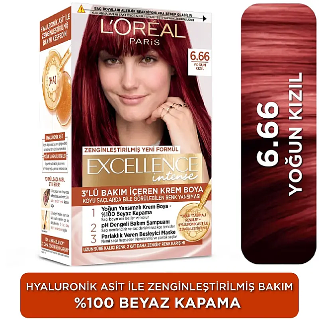 Loreal Paris Excellence Intense - Krem Saç Boyası No: 6.66 Yoğun Kızıl - 2