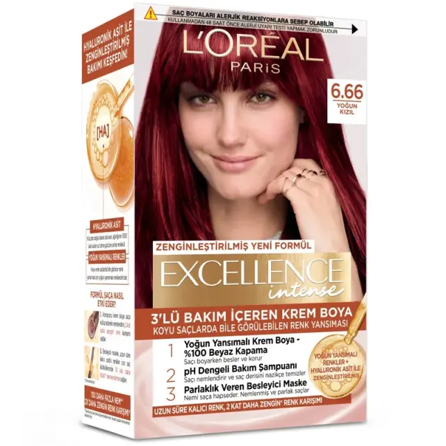 Loreal Paris Excellence Intense - Krem Saç Boyası No:6.66 Yoğun Kızıl - 1