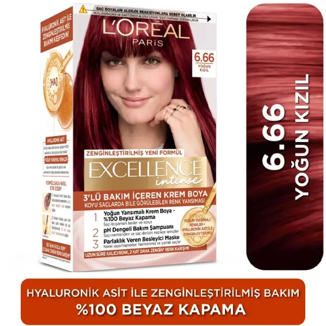Loreal Paris Excellence Intense - Krem Saç Boyası No:6.66 Yoğun Kızıl - 2