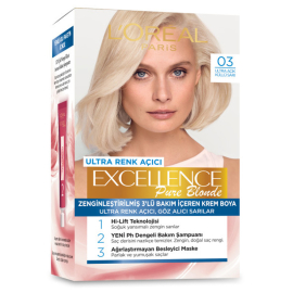 Loreal Paris Excellence Pure Blonde - Ultra Renk Açıcı Saç Boyası No: 03 Açık Küllü Sarı - Loreal Paris