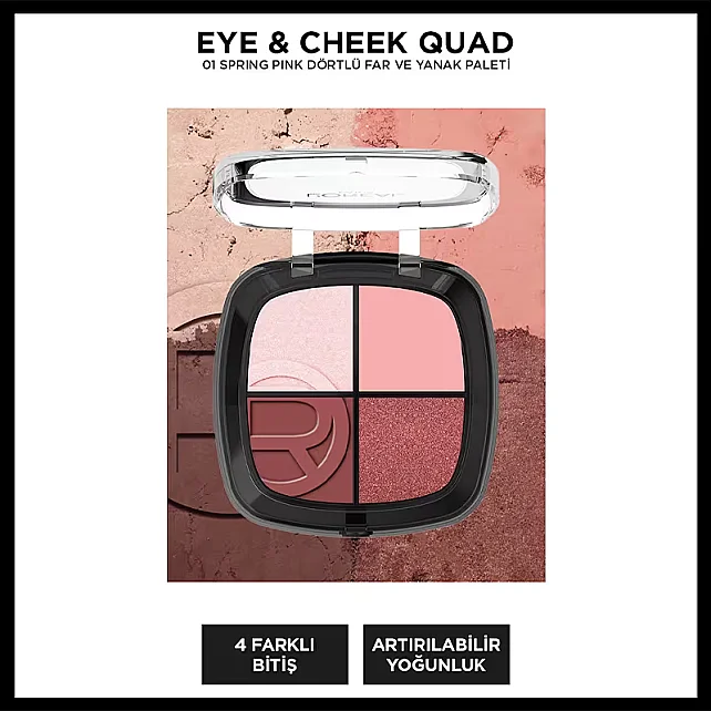 Loreal Paris Eye & Cheek Quad - Dörlü Far ve Allık Paleti No: 01 Spring Pinks - 2