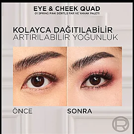Loreal Paris Eye & Cheek Quad - Dörlü Far ve Allık Paleti No: 01 Spring Pinks - 5
