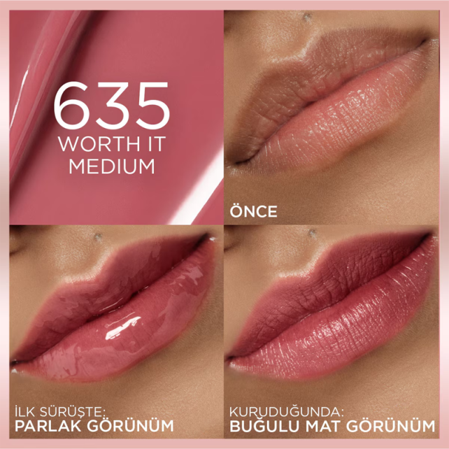 Loreal Paris Hyaluron Tint Lip Stain Serum Ruj No: 635 Worth It Medium - 4