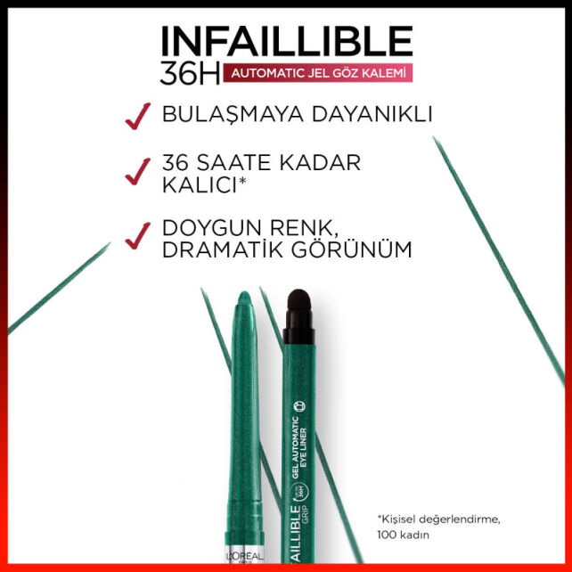 Loreal Paris Infaillable Automatic Gel - Jel Eyeliner Emerald Green - 3