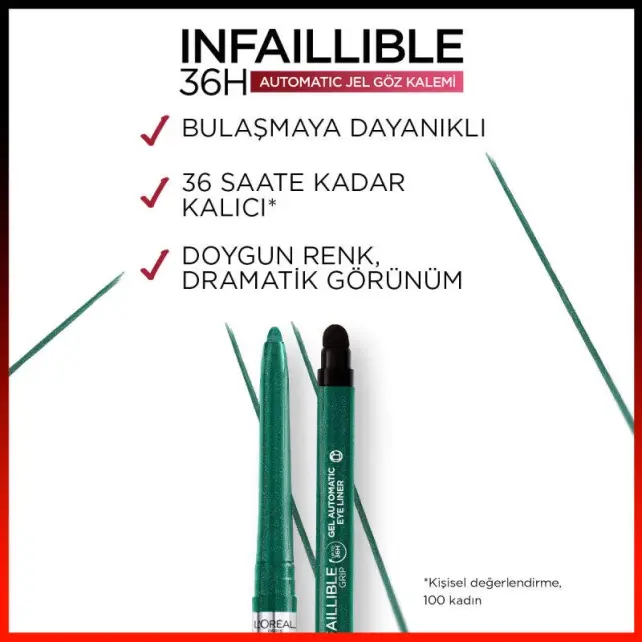 Loreal Paris Infaillable Automatic Gel - Jel Eyeliner Emerald Green - 3