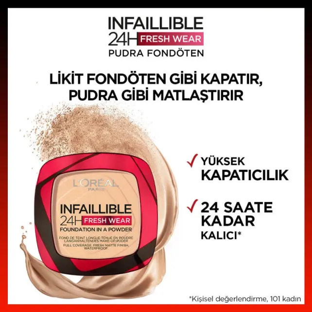 Loreal Paris Infaillible 24H Fresh Wear Fondation In A Powder - Fondöten No: 140 9gr - 3