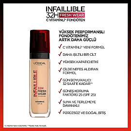 Loreal Paris Infaillible 32H Fresh Wear - Kapatıcı Fondöten No: 130 True Beige - 4