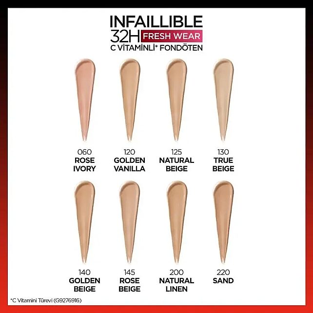 Loreal Paris Infaillible 32H Fresh Wear - Kapatıcı Fondöten No: 130 True Beige - 5