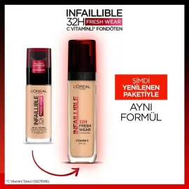 Loreal Paris Infaillible 32H Fresh Wear - Kapatıcı Fondöten No-130 True Beige - 3