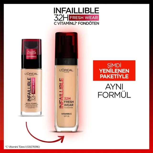 Loreal Paris Infaillible 32H Fresh Wear - Kapatıcı Fondöten No-130 True Beige - 3