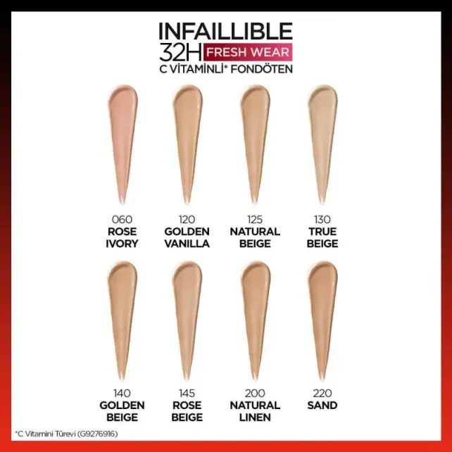 Loreal Paris Infaillible 32H Fresh Wear - Kapatıcı Fondöten No-130 True Beige - 5