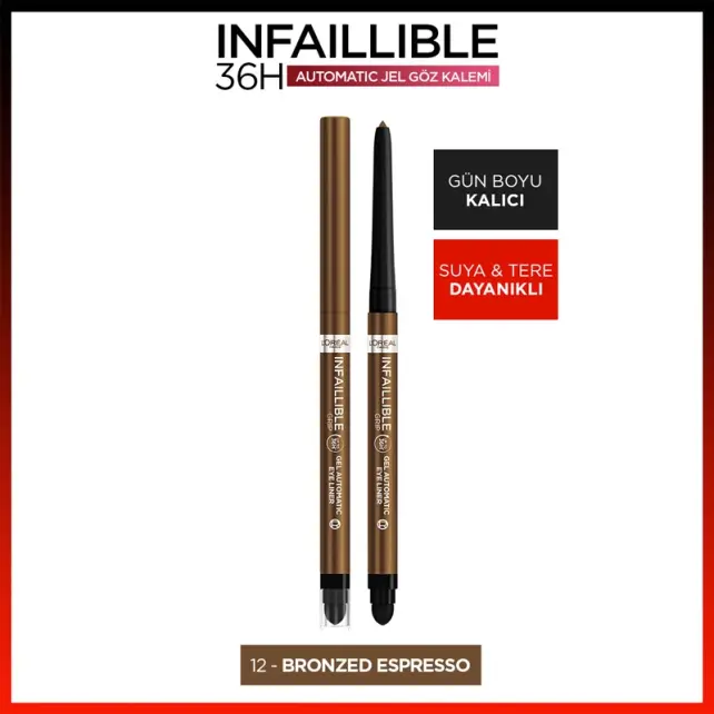 Loreal Paris Infaillible Gel Automatic Eyeliner - Jel Göz Kalemi No: 12 Bronzed Espresso - 2
