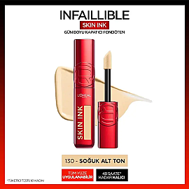 Loreal Paris Infaillible Skin Ink - Gün Boyu Kapatıcı Fondöten No: 130 Cool Rose - 3