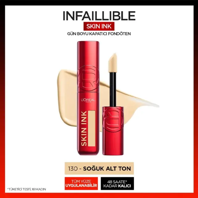 Loreal Paris Infaillible Skin Ink - Gün Boyu Kapatıcı Fondöten No: 130 Cool Rose - 3