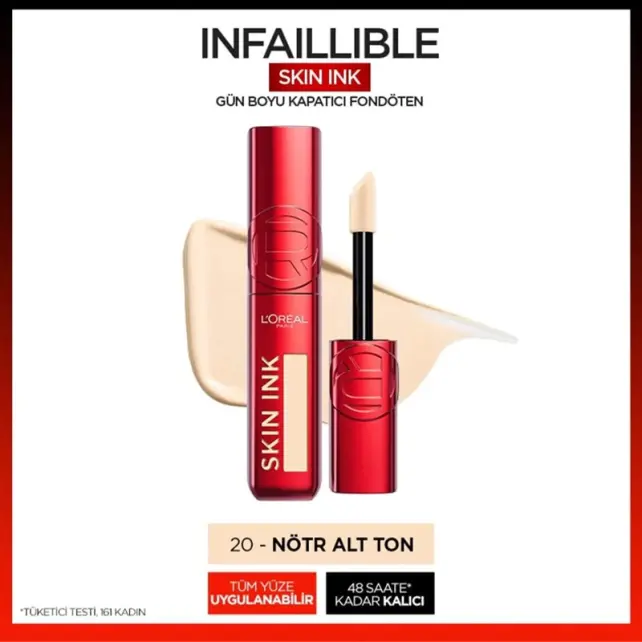 Loreal Paris Infaillible Skin Ink - Gün Boyu Kapatıcı Fondöten No: 20 Neutral Neutre - 3