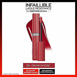 Loreal Paris Laque Resistance - Likit Parlak Ruj No: 215 Drunk In Rose - 2