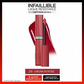Loreal Paris Laque Resistance - Likit Parlak Ruj No: 215 Drunk In Rose - 2