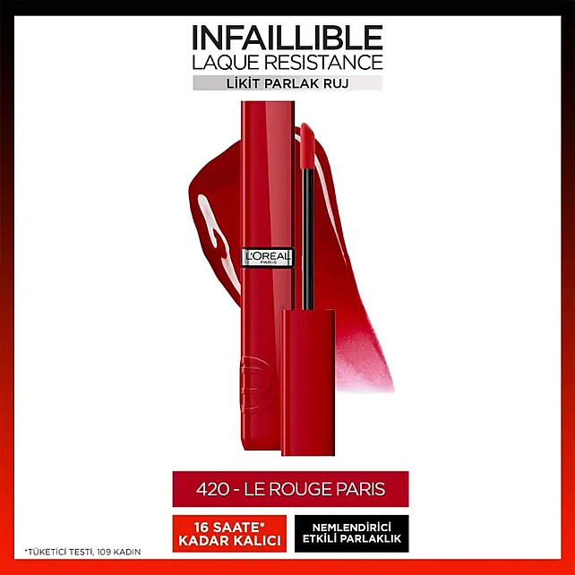 Loreal Paris Laque Resistance - Likit Parlak Ruj No: 420 Rouge Paris - 2